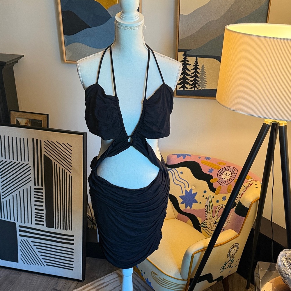 Anthropologie Elegant Black Cut Out Halter Dress